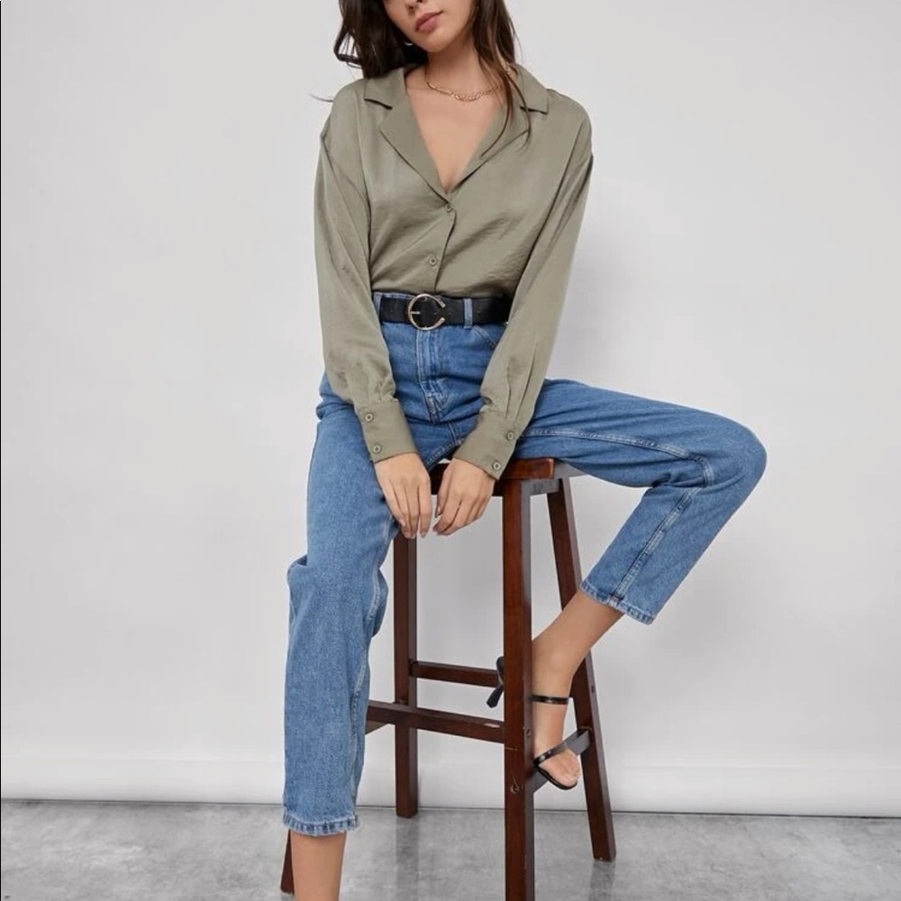 Button Front Drop Shoulder Blouse - image 4